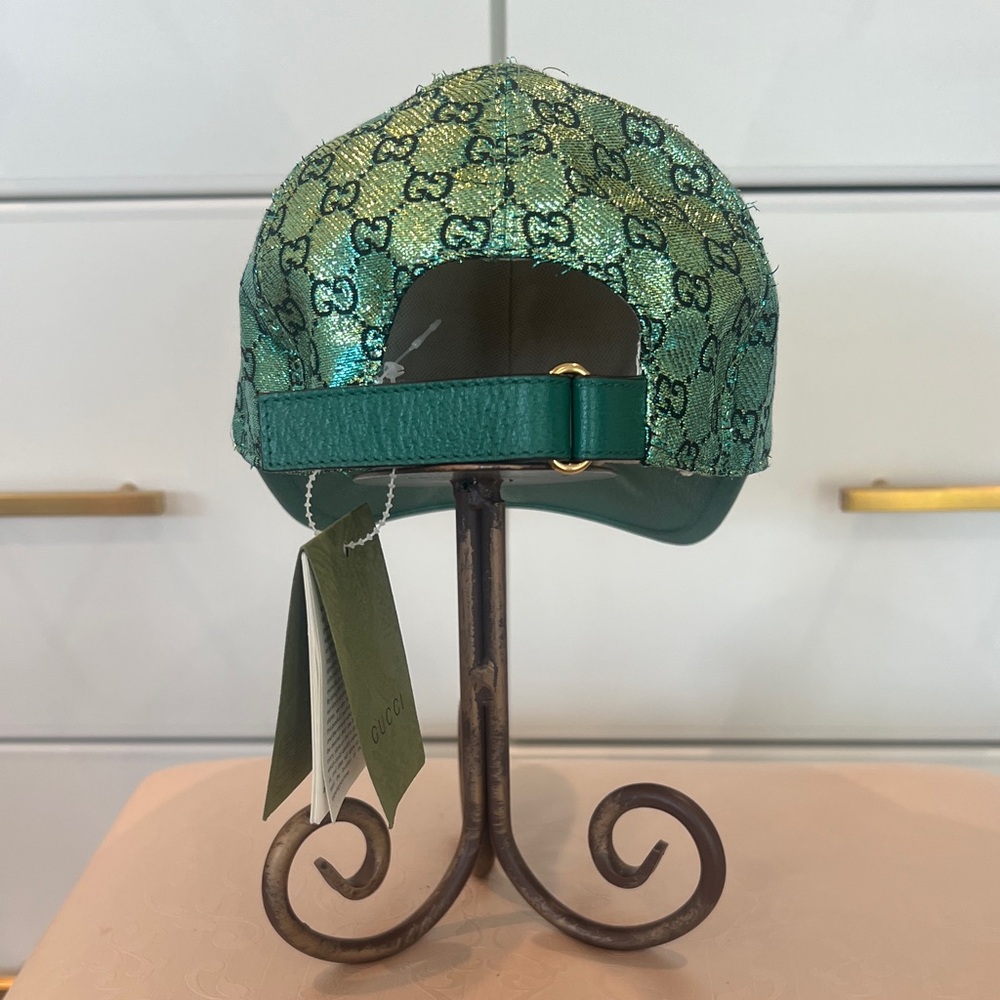 Gucci Metallic Green Monogram Baseball Cap - Picture 4 of 8